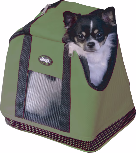 The Jeep Urban Sling Pet Carrier fits a dog up to 10 pounds, and offers your pet a comfortable, safe, hammock-style ride.